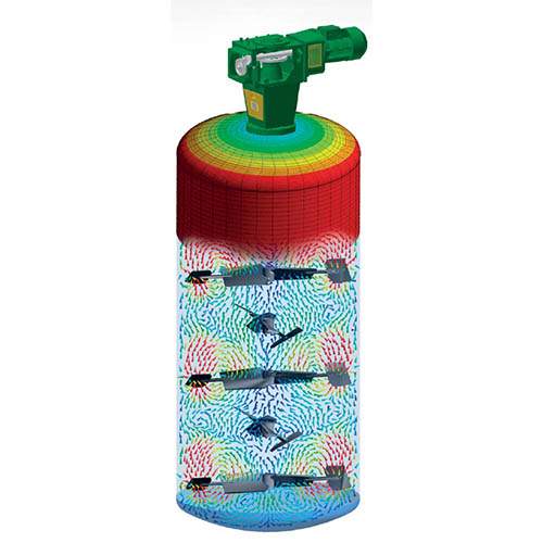 Lightnin - Reaktor omrörning, typiskt exempel på anpassade rörorgan till specifik kundprocess. Utformning av propellersystem och konstruktion har i exemplet föregåtts med avancerade analyser.