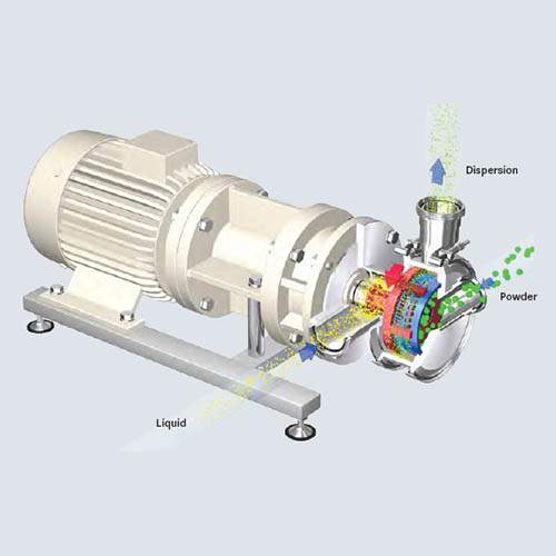 Ystral Conti-TDS – för effektiv pulvervätning. Dispergeringen blir som bäst när pulvret träffar vätskan där energin är som högst. Genom att satsa pulver med denna metod slipper du klumpar i produkten och damm
